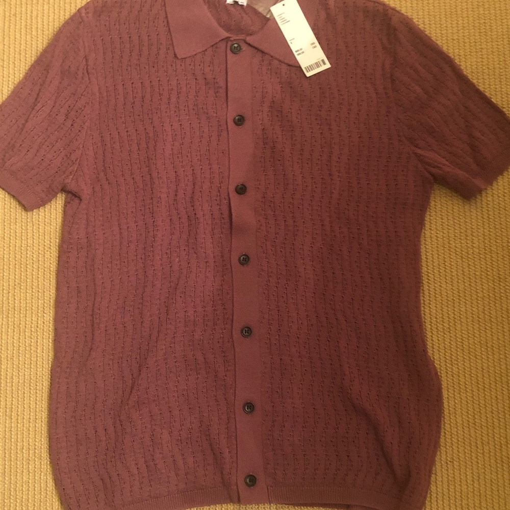 Urban Outfitters Men's Short-Sleeve Knit Polo in Plum - Picture 4 of 6